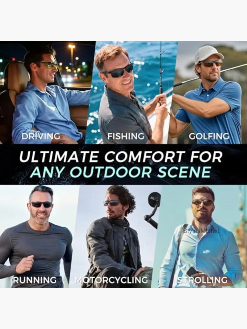 Polarized Sports Sunglasses Metal Frame UV400 Driving Fishing Golf